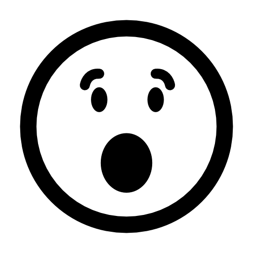 Surprised emoticon square face with open eyes and mouth