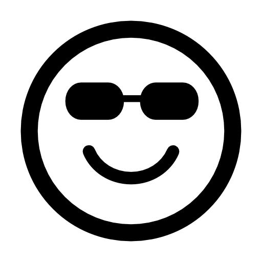 Happy smiling emoticon square face with sunglasses