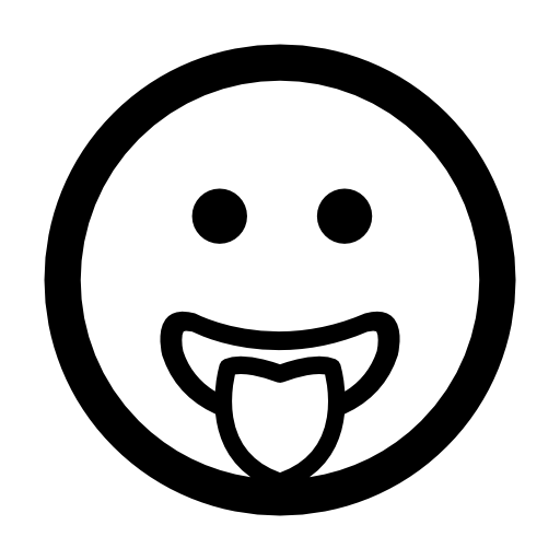 Emoticon square rounded face with tongue out of the mouth