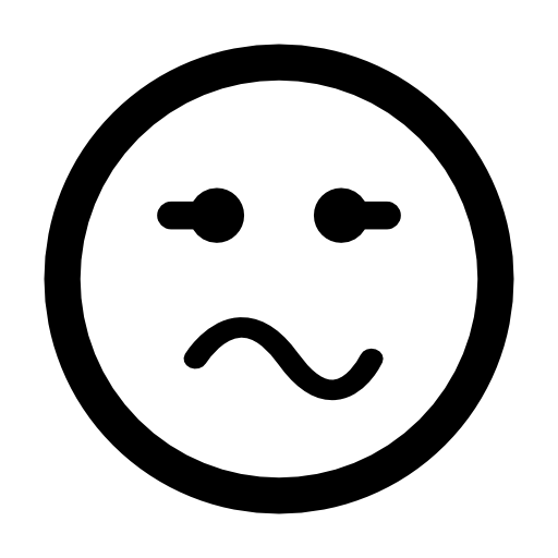 Emoticon square face with curved mouth expression