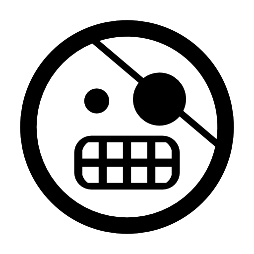 Pirate emoticon face with one covered eye in square outline