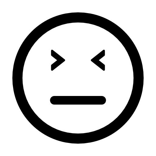 Emoticon square face with closed eyes and straight mouth line