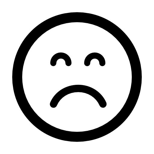 Sad emoticon square face with closed eyes