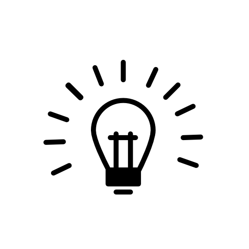 Lightbulb on outline inside a circle