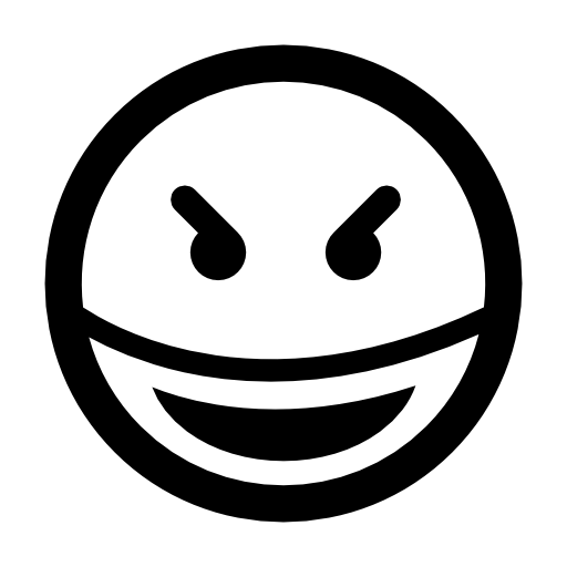 Evil smile square emoticon face