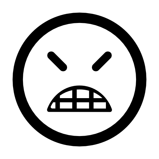 Angry emoticon square face with closed eyes