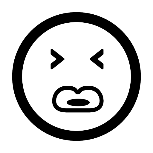 Emoticon square face with closed eyes and big lips