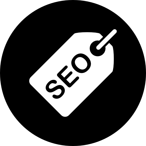 SEO tag in black circle