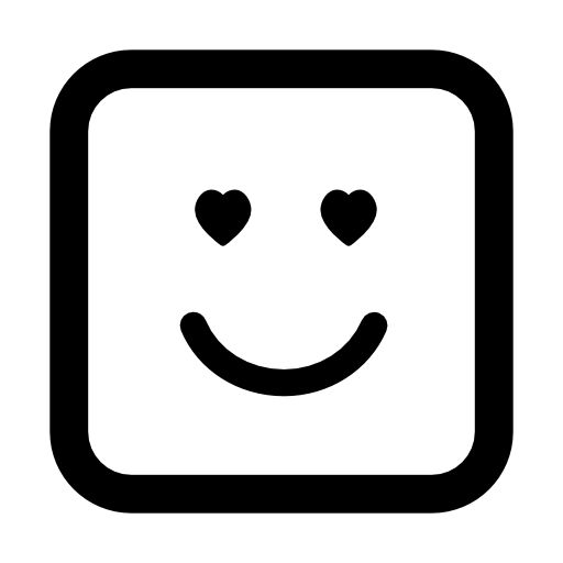 Emoticon in love face with heart shaped eyes in square outline