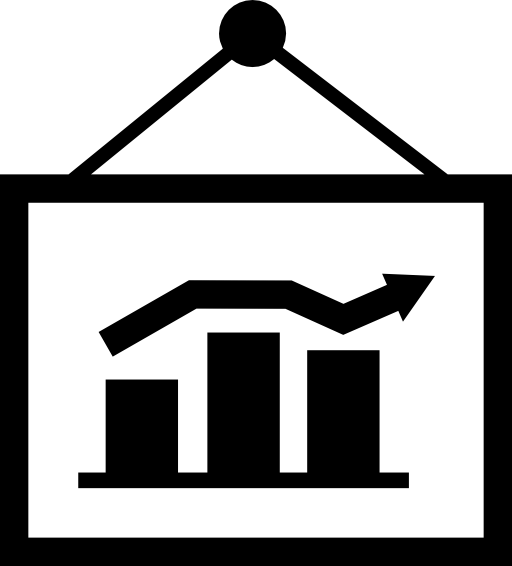 Statistics bars graphic hanging of a nail