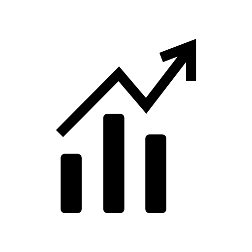 Bars and line ascending graphic of data analytics